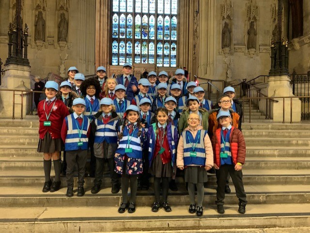 Pupils on steps of Church